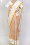 Chanderi Silk Saree With Chikankari Embroidery In Floral Block Print